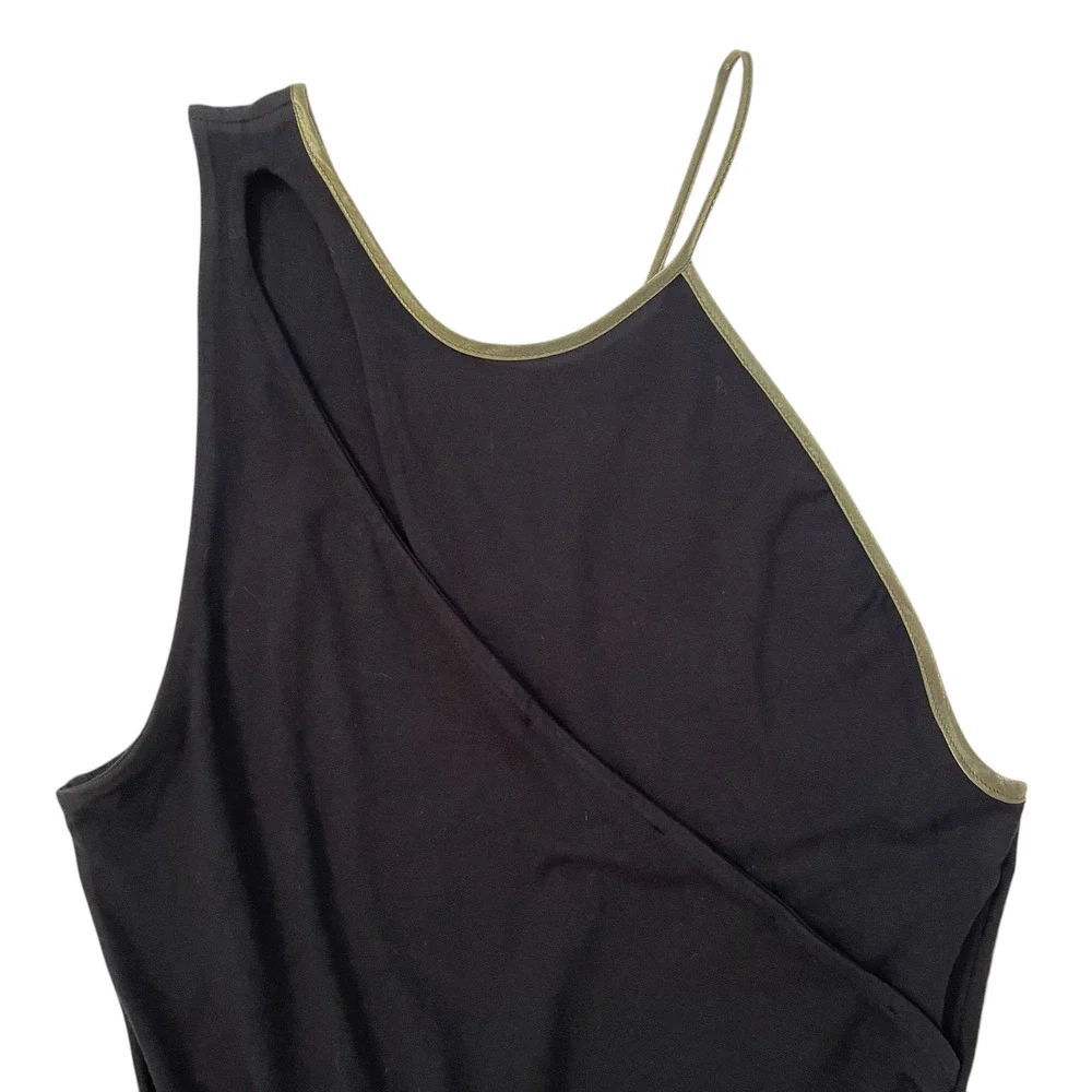 NWT Free People Toast to That Cut Out Metallic Trim Black Mini Dress - Size L